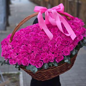 Акция! 201 красная роза в корзине