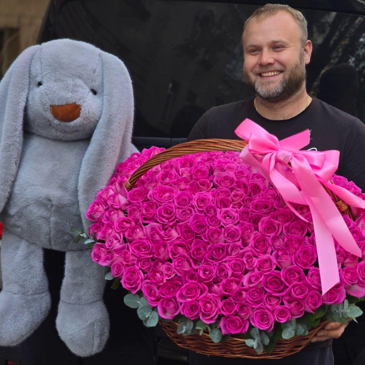 Акция! 201 красная роза в корзине